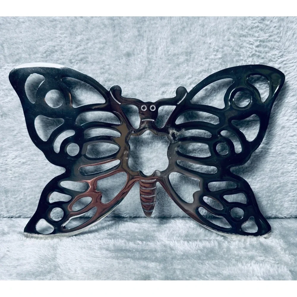 Vintage Leonard‎ Silverplated Butterfly Trivet Hot Dish Holder Wall Decor MCM